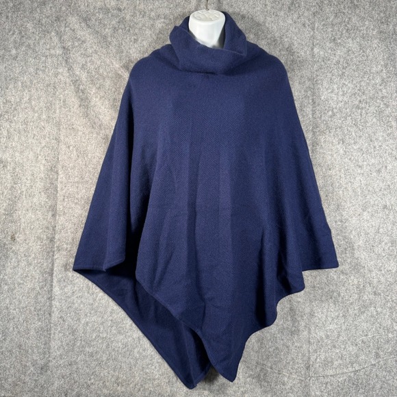 Joie Wool Cashmere Knit Poncho XXS/S Blue Cape Shawl Turtle Neck Boho Minimalist - Picture 1 of 10